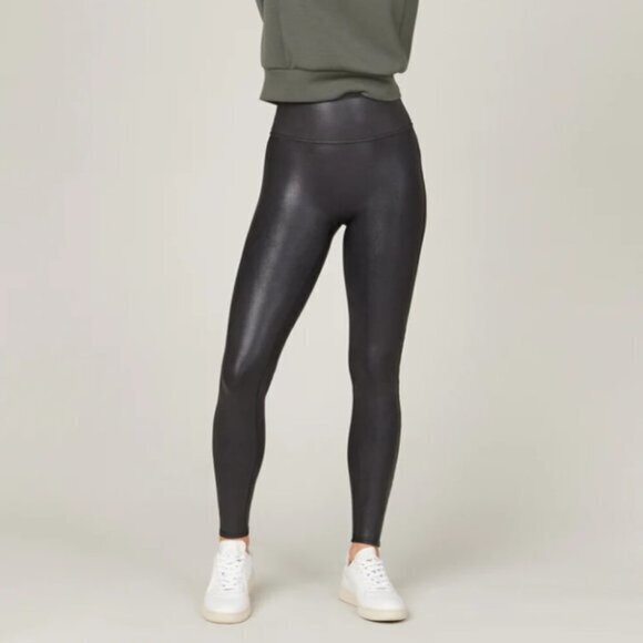 SPANX Pants - Spanx High Waisted Faux Leather Leggings in Black Size Small